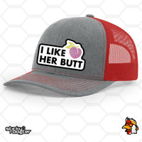 Load image into Gallery viewer, I Like Her Butt embroidered patch hat
