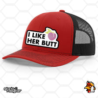 Load image into Gallery viewer, I Like Her Butt embroidered patch hat
