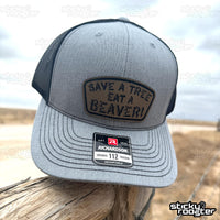 Load image into Gallery viewer, Save A Tree, Eat A Beaver Leather Patch hat
