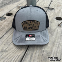 Load image into Gallery viewer, Save A Tree, Eat A Beaver Leather Patch hat
