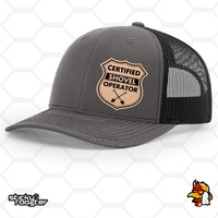 Load image into Gallery viewer, Certified Shovel Operator Leather Patch hat
