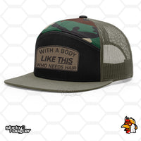 Load image into Gallery viewer, With A Body Like This, Who Needs Hair Leather Patch hat
