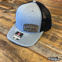 Load image into Gallery viewer, With A Body Like This, Who Needs Hair Leather Patch hat
