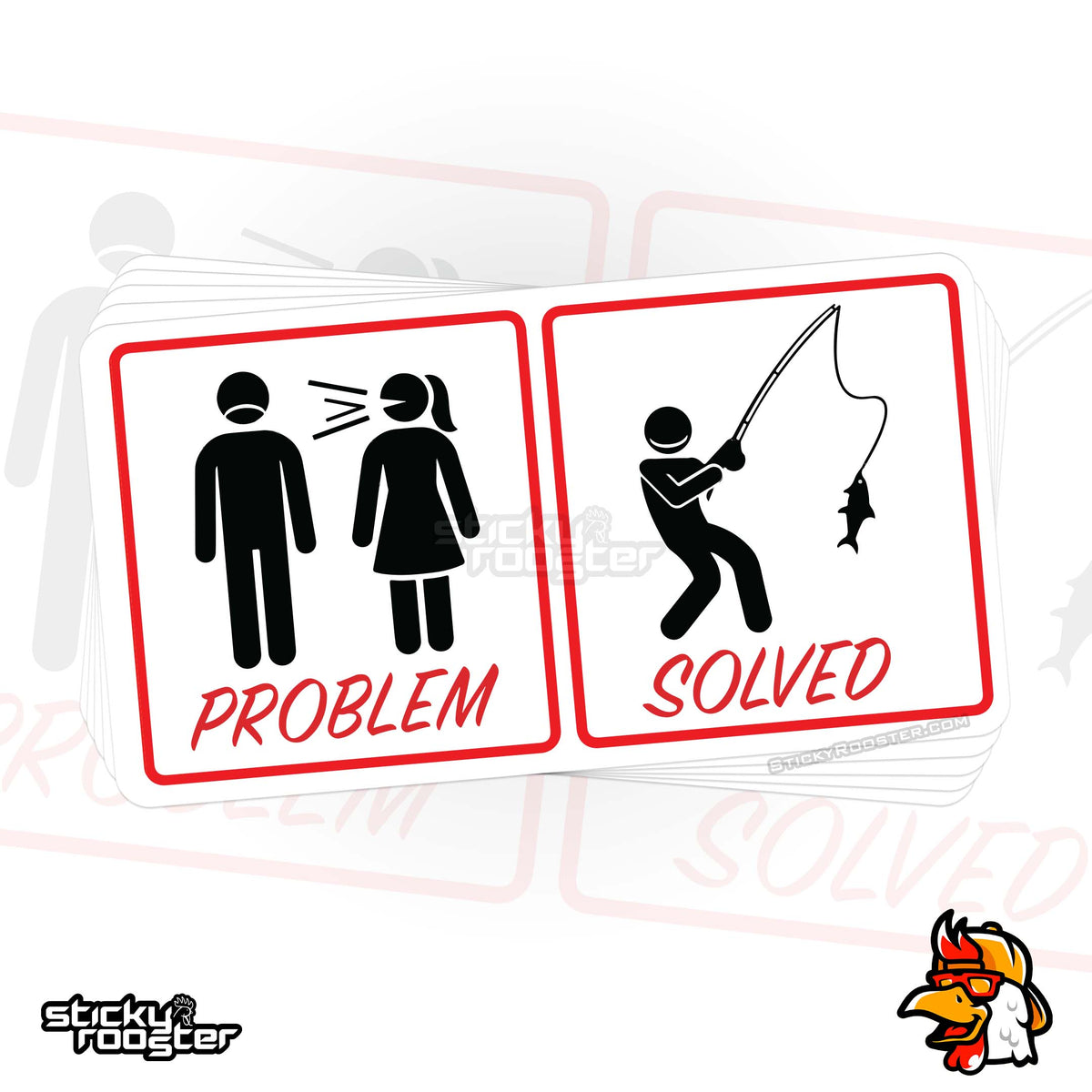 Problem - Solved fishing sticker | StickyRooster
