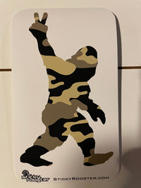 Load image into Gallery viewer, Camo Bigfoot peace sign sticker - StickyRooster
