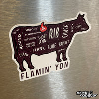 Load image into Gallery viewer, Flamin&#39; Yon Sticker - StickyRooster
