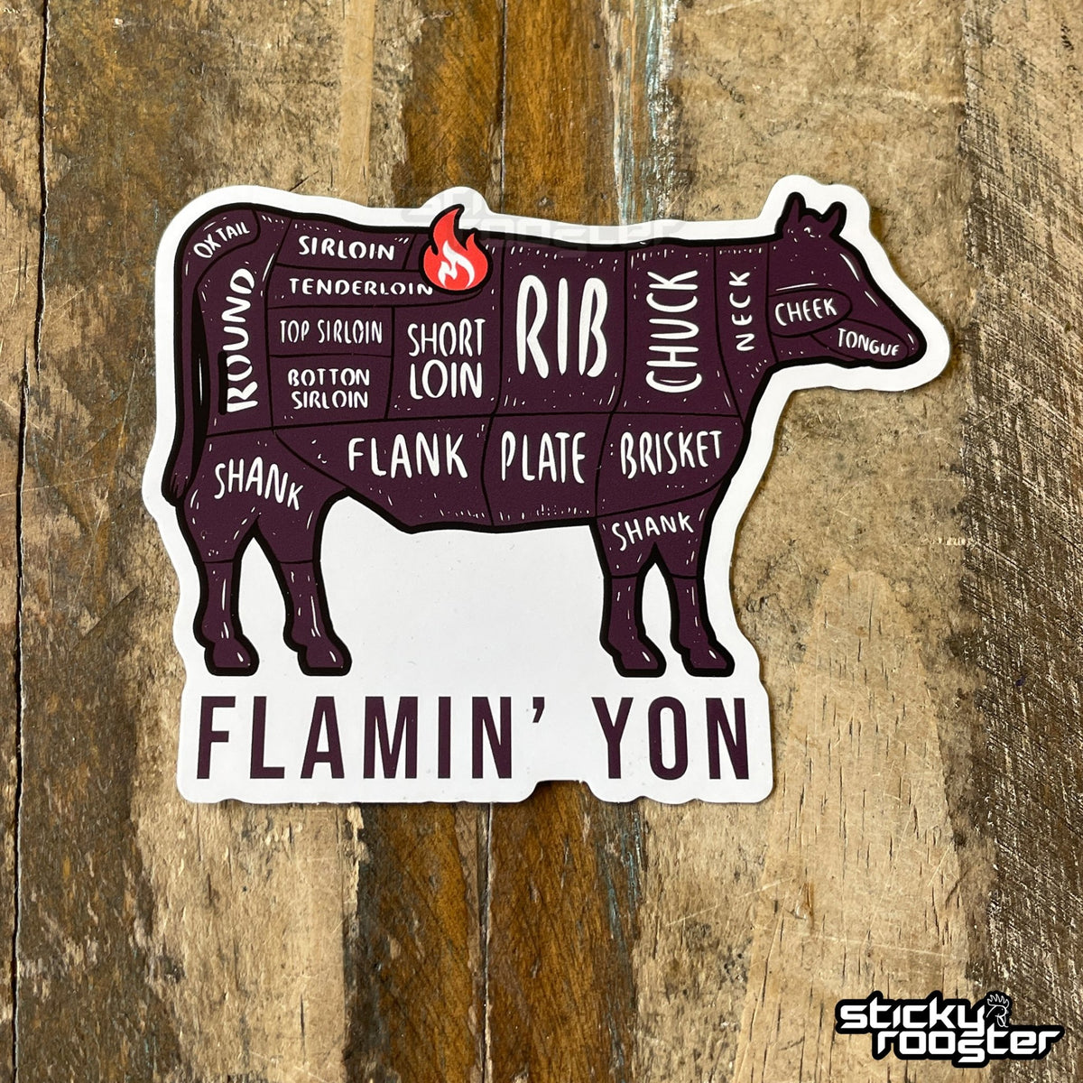 Flamin' Yon Sticker - StickyRooster