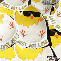 Load image into Gallery viewer, Just Got Laid sticker - StickyRooster
