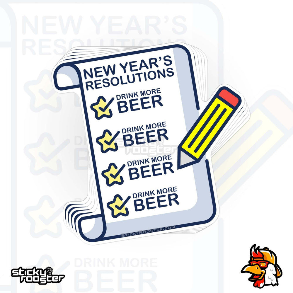 New Year's Resolutions sticker - StickyRooster