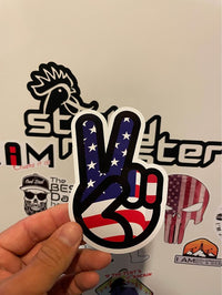 Load image into Gallery viewer, Peace / USA sticker - StickyRooster
