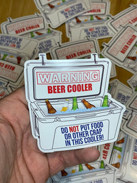 Load image into Gallery viewer, Warning! Beer Cooler sticker - StickyRooster
