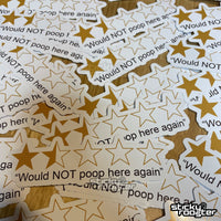 Load image into Gallery viewer, Would NOT poop here again stickers - you get 3! - StickyRooster
